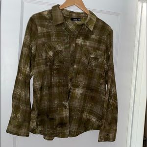 Army Green Plaid Top